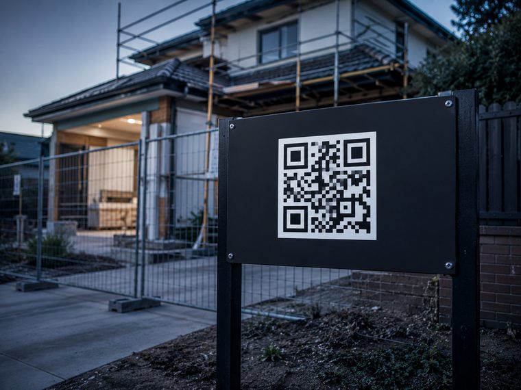 QR code on a construction site board