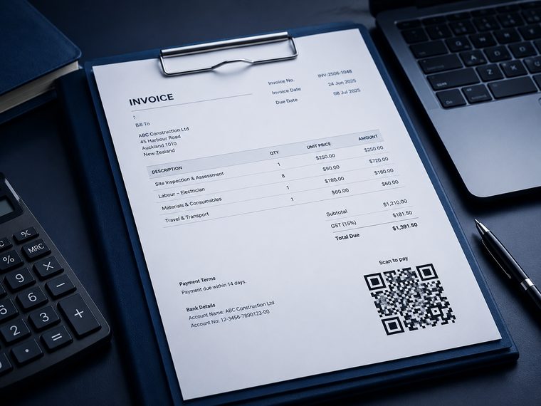 QR code on a printed invoice